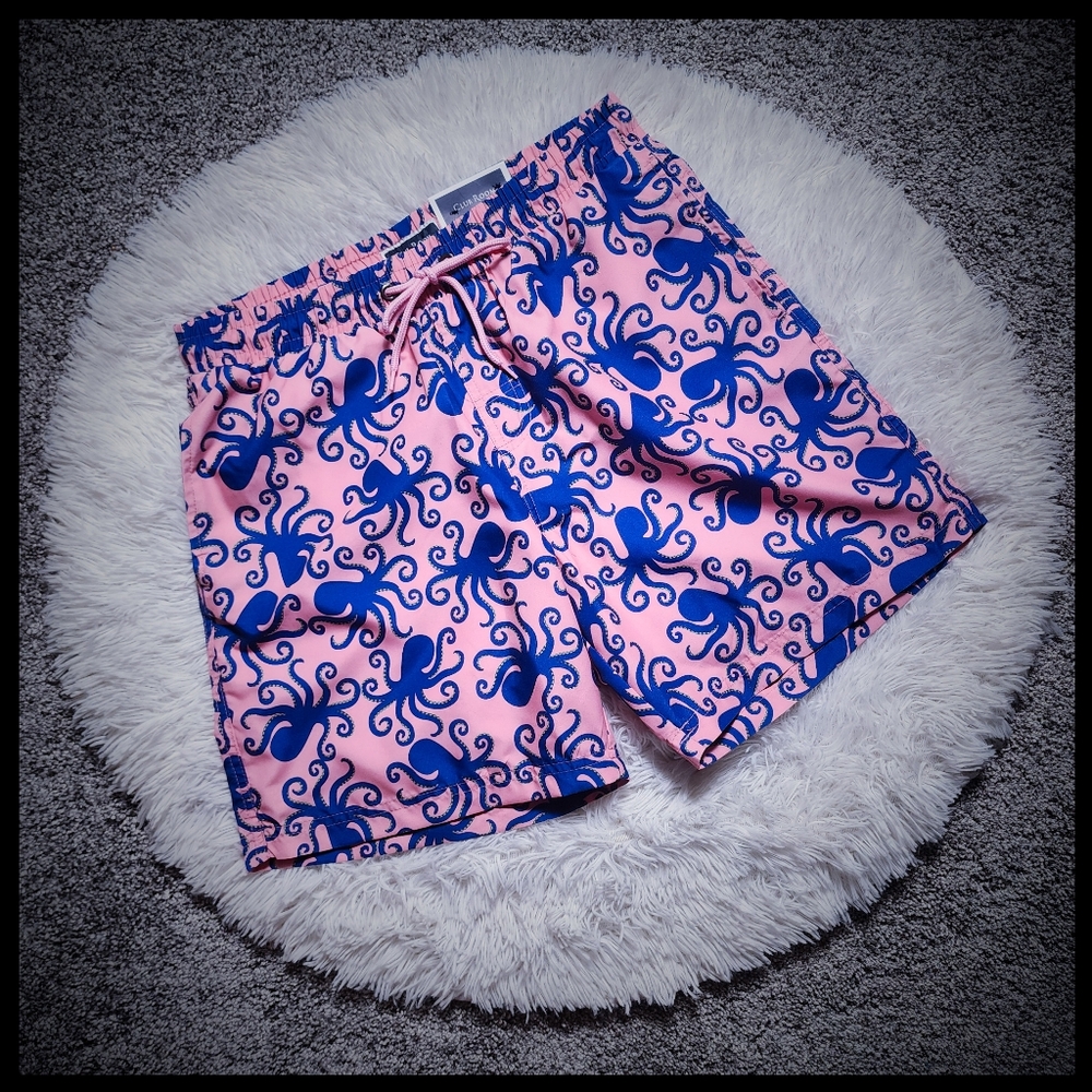 NWT Men's Club Room Pink Octopus Swim Trunks Size Small